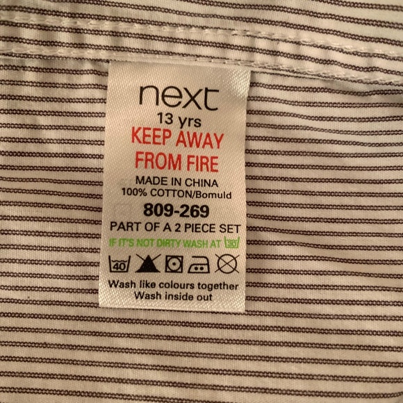 NEXT UK Boys Striped Cotton Button Up Shirt With Tie Size 13 YRS - Picture 15 of 15